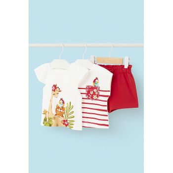 Set de tricou de bumbac si pantaloni scurti cu imprimeu grafic