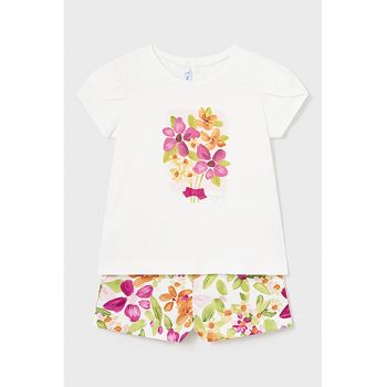 Set de tricou de bumbac si pantaloni scurti cu model