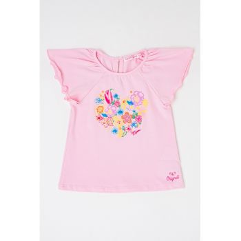 Tricou din amestec de bumbac cu model floral