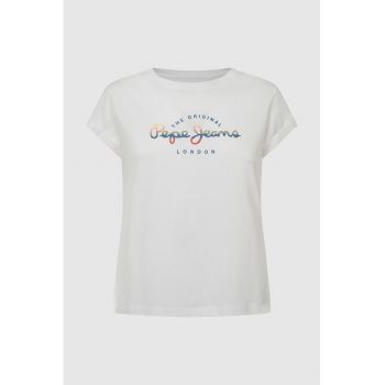 Tricou din bumbac cu imprimeu logo Evette