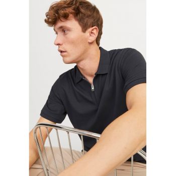 Tricou polo cu fenta cu fermoar