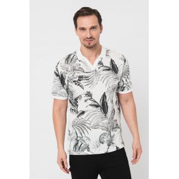 Tricou polo cu imprimeu tropical