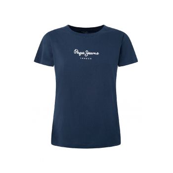 Tricou regular fit cu decolteu rotund si logo