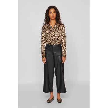 Pantaloni crop din piele ecologica co croiala ampla