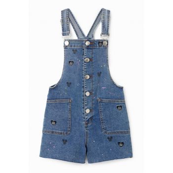 Salopeta de denim cu broderii