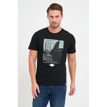 Tricou barbat cu imprimeu grafic - Negru