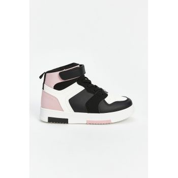 Pantofi sport high top cu model colorblock