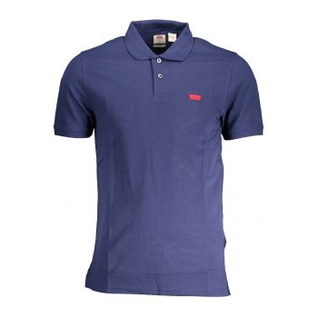 Tricou polo barbati logo si croiala Regular fit din bumbac bleumarin