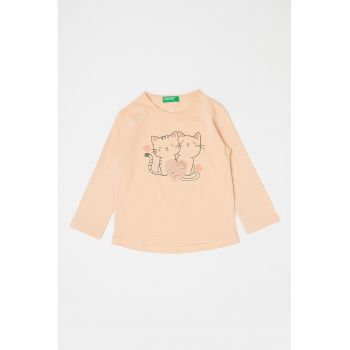 Bluza de bumbac cu imprimeu cu pisici