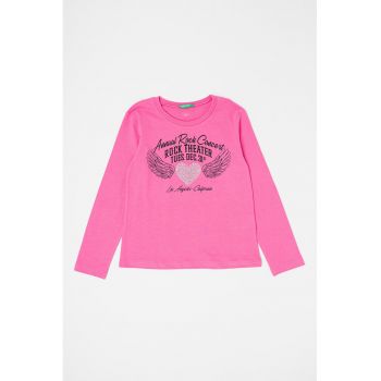 Bluza de bumbac cu imprimeu frontal