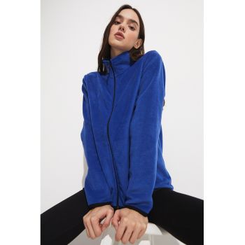 Bluza de trening din material fleece cu fermoar