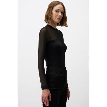 Bluza slim-fit cu insertie din plasa