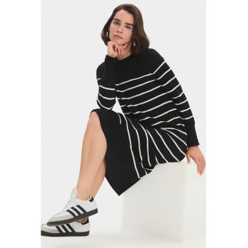 Rochie-pulover midi cu dungi