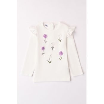 Bluza de bumbac cu detalii florale