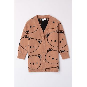 Cardigan lung cu model urs