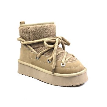 Ghete dama Hugh Platform piele intoarsa si textil SCW421P17