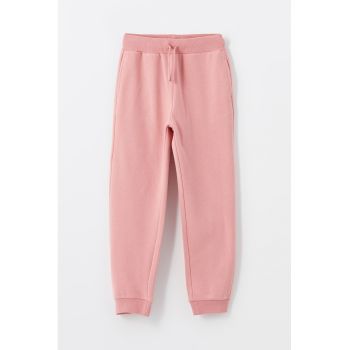 Pantaloni de trening cu talie inalta si model uni