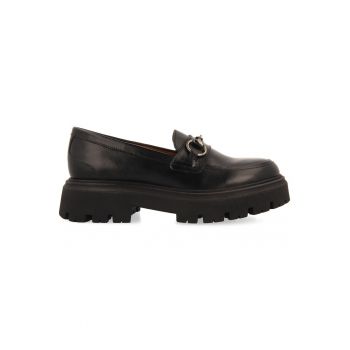 Pantofi loafer de piele cu aplicatie metalica