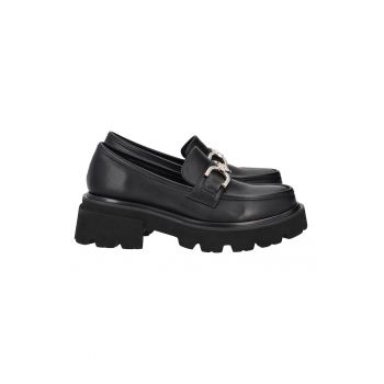 Pantofi loafer de piele ecologica cu strasuri