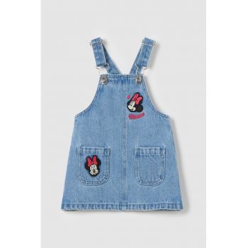 Salopeta din denim cu broderie Minnie Mouse