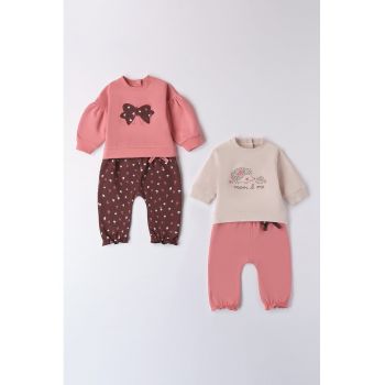 Set de bluza si pantaloni din amestec de bumbac - 4 piese