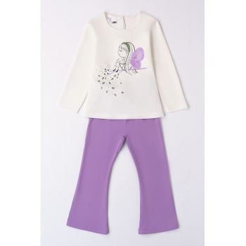 Set de pantaloni evazati si bluza cu imprimeu grafic