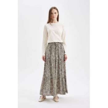 Fusta maxi evazata cu animal print