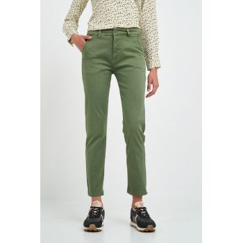 Pantaloni dama de culoare uniforma cu buzunare oblice - Verde -