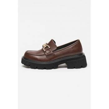 Pantofi loafer de piele ecologica cu strasuri