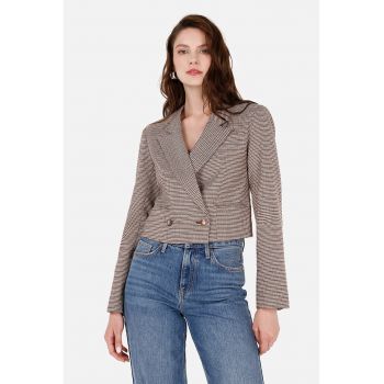 Sacou crop cu imprimeu houndstooth