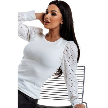 Bluza cu maneci cu broderie anglaise