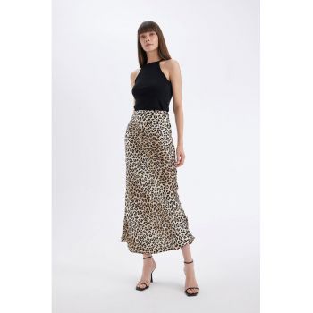 Fusta maxi cu croiala pe bie cu animal print