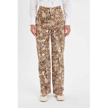 Pantaloni drepti cu animal print