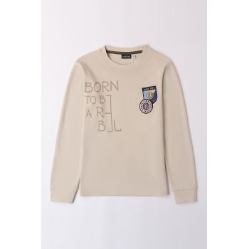 Bluza din bumbac cu insigne brodate