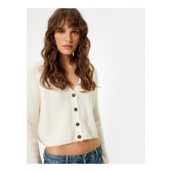 Cardigan crop cu decolteu in V