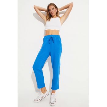 Pantaloni crop din amestec de in