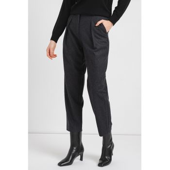 Pantaloni crop din amestec de lana cu talie inalta