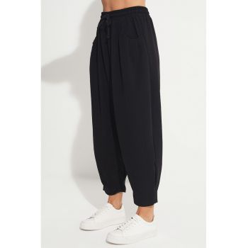 Pantaloni de trening cu talie inalta si ajustabila