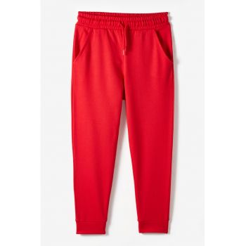 Pantaloni de trening din bumbac cu snur de ajustare