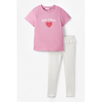 Set de pantaloni si tricou de bumbac - 2 piese