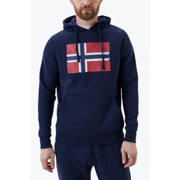 Hanorac barbati cu imprimeu cu logo bleumarin de firma original