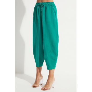 Pantaloni crop de trening cu snur