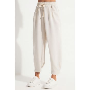 Pantaloni de trening cu talie inalta si ajustabila