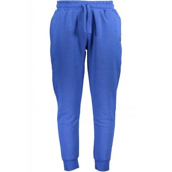 Pantaloni sport barbati cu bata elastica si logo albastru 47936