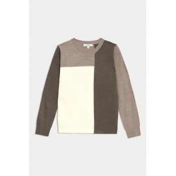 Pulover relaxed fit cu model colorblock