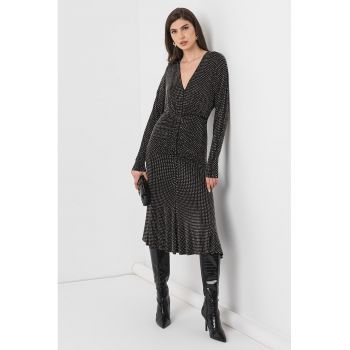 Rochie midi cambrata cu decolteu in V