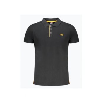 Tricou polo barbati din bumbac cu detalii contraste - Negru