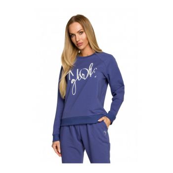 Bluza cu imprimeu brodat - Bumbac/Elastan - Indigo