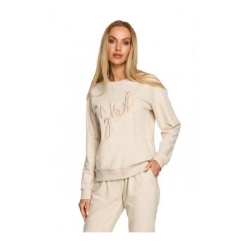 Bluza de dama Cu motiv - Bumbac - Elastan - Bej