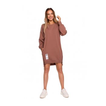 Bluza de dama . Tip Tunica. Cu fermoare. Bumbac. Elastan. Nude.